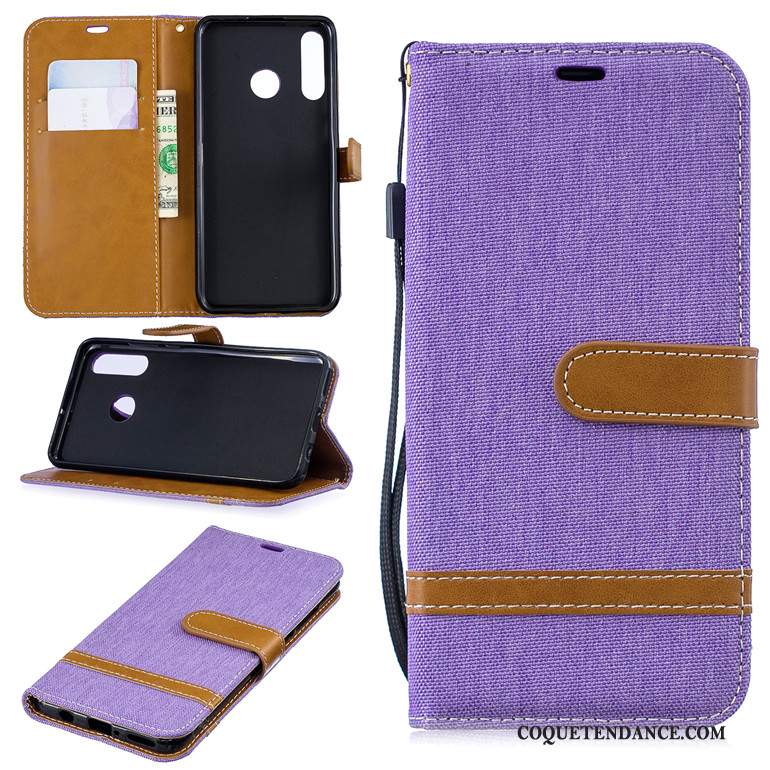 Huawei P30 Lite Coque Clamshell Étui En Cuir Incassable Violet Fluide Doux