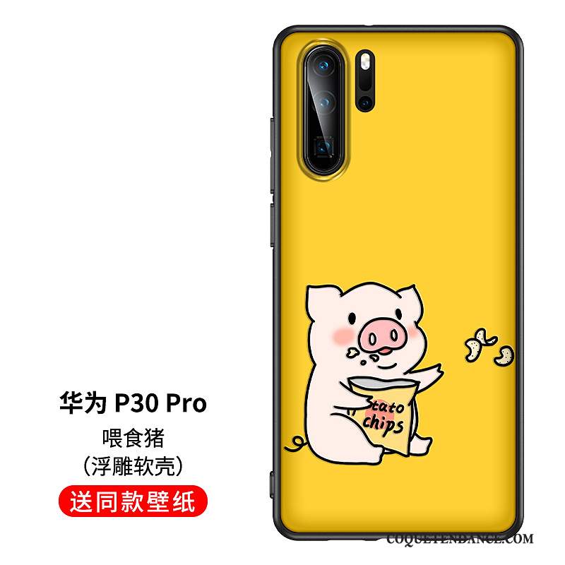 Huawei P30 Pro Coque Amoureux Protection Jaune Dessin Animé De Téléphone