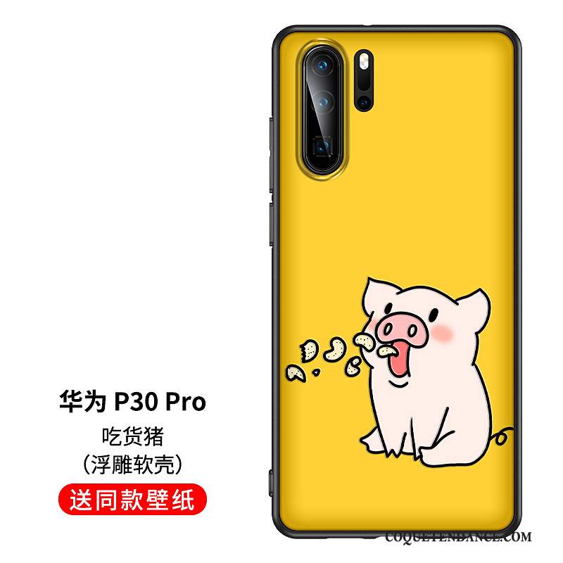 Huawei P30 Pro Coque Amoureux Protection Jaune Dessin Animé De Téléphone