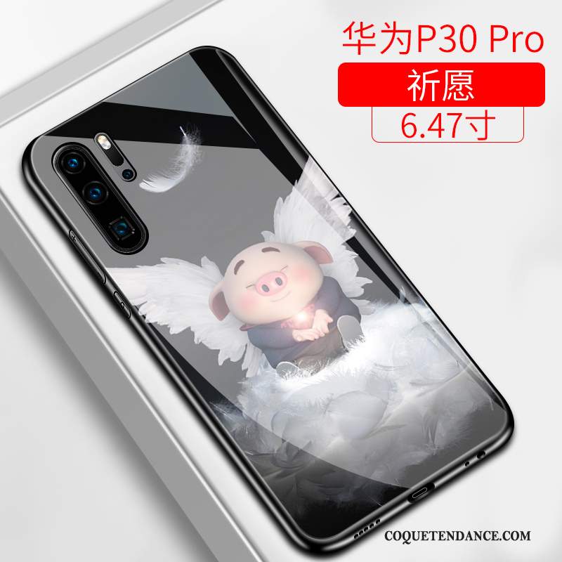 Huawei P30 Pro Coque Créatif Très Mince Verre Charmant Net Rouge