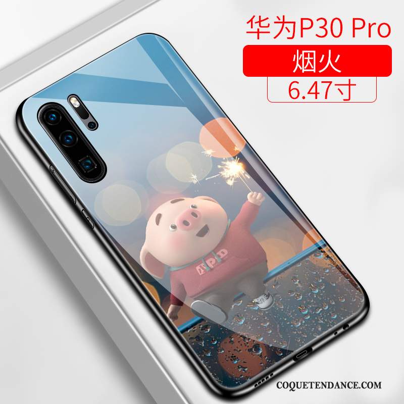 Huawei P30 Pro Coque Créatif Très Mince Verre Charmant Net Rouge