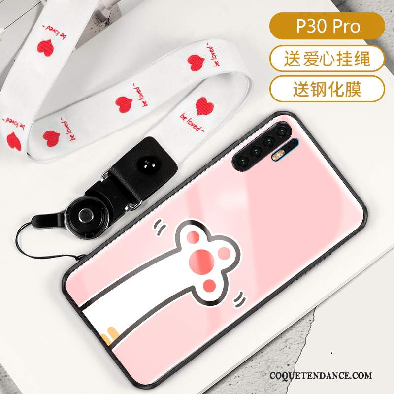 Huawei P30 Pro Coque Dessin Animé Silicone Luxe Rose Protection