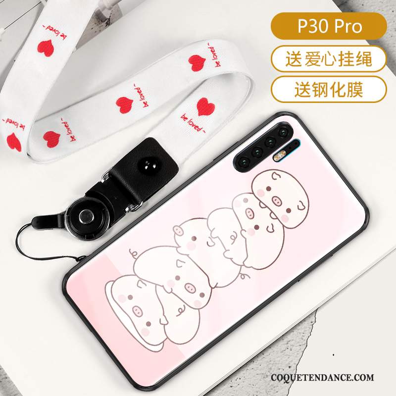 Huawei P30 Pro Coque Dessin Animé Silicone Luxe Rose Protection