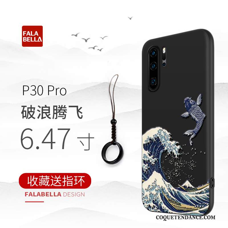 Huawei P30 Pro Coque Silicone Créatif Noir Protection Marque De Tendance