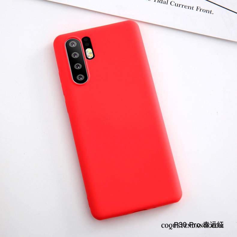 Huawei P30 Pro Coque Silicone Incassable Étui En Cuir Rouge