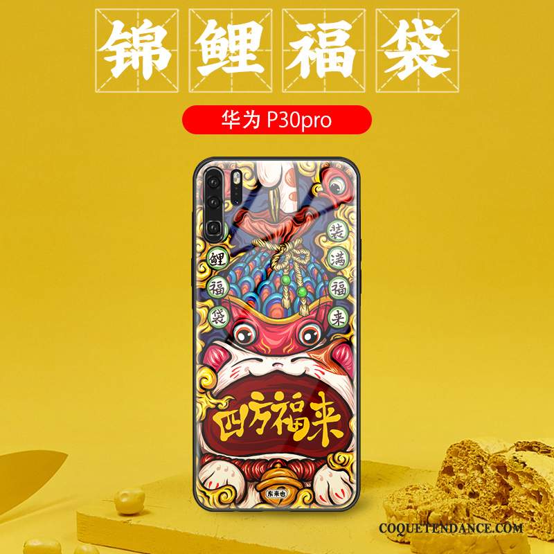 Huawei P30 Pro Coque Tendance Verre Créatif Style Chinois De Téléphone