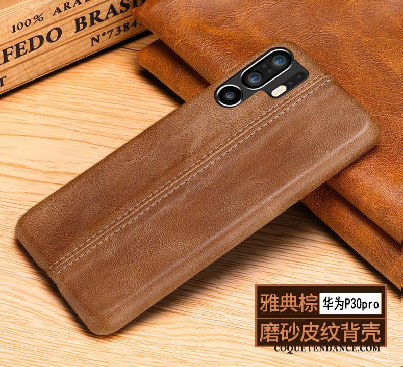 Huawei P30 Pro Coque Étui Cuir Véritable Tout Compris Fluide Doux Étui En Cuir