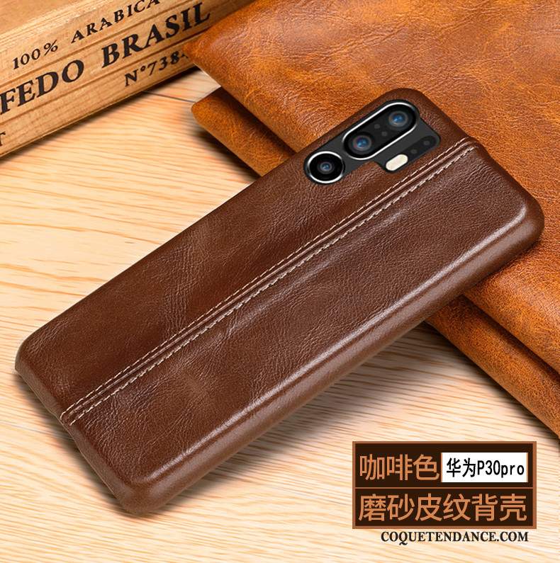 Huawei P30 Pro Coque Étui Cuir Véritable Tout Compris Fluide Doux Étui En Cuir