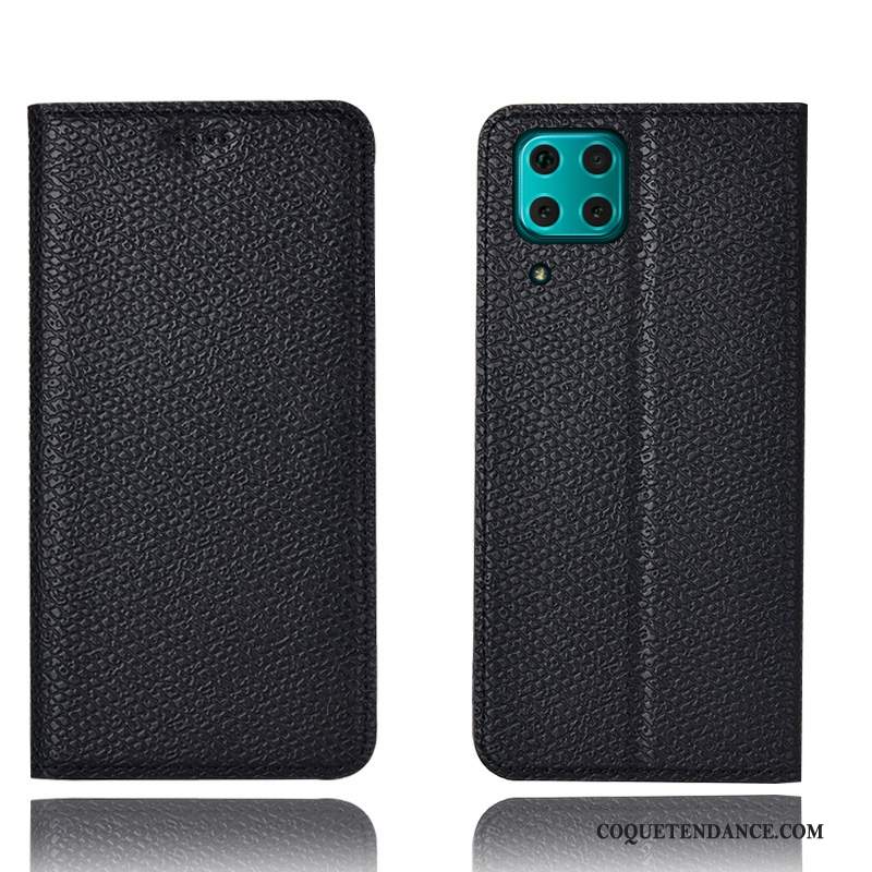 Huawei P40 Lite Coque Bleu Protection Étui Modèle Fleurie Housse