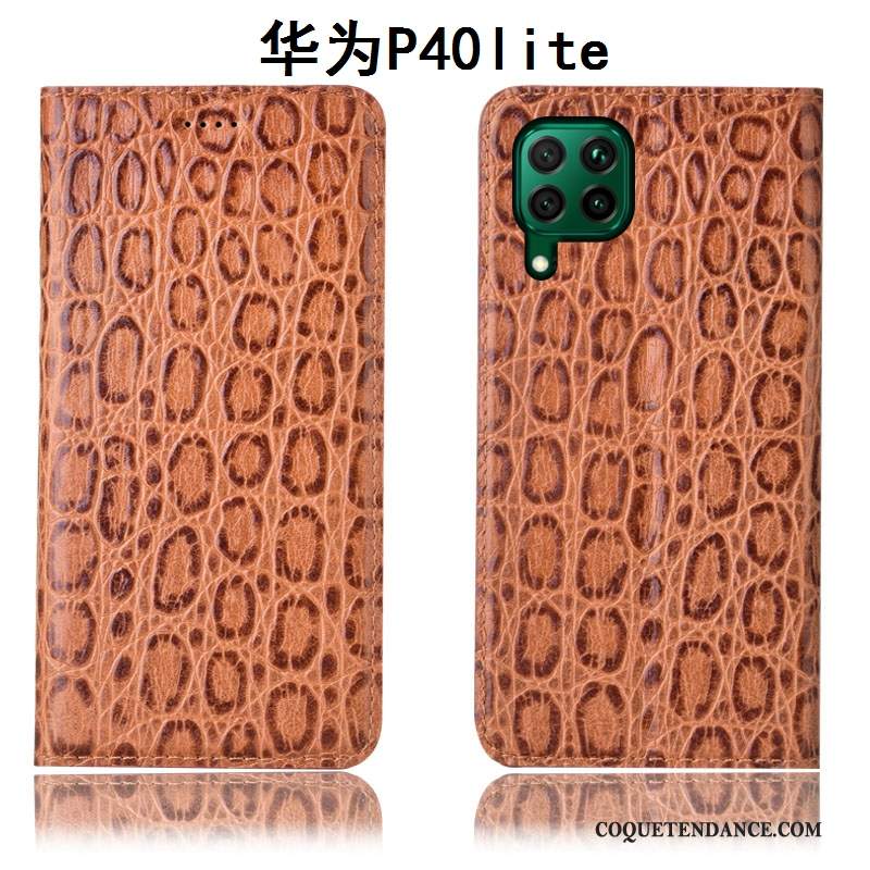 Huawei P40 Lite Coque Incassable Étui En Cuir De Téléphone Rouge Protection