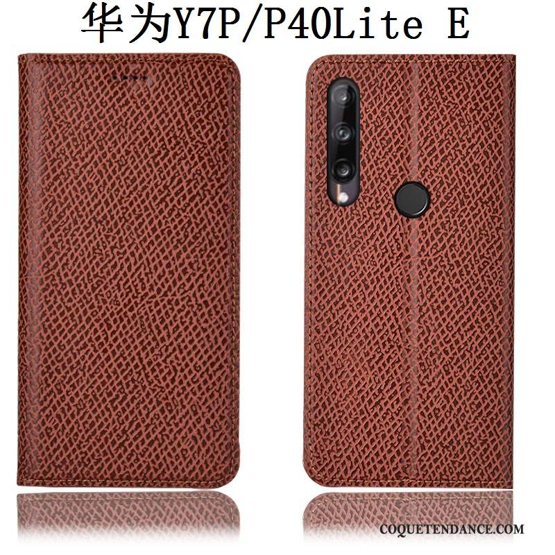 Huawei P40 Lite E Coque Cuir Véritable Protection Étui Incassable Rouge