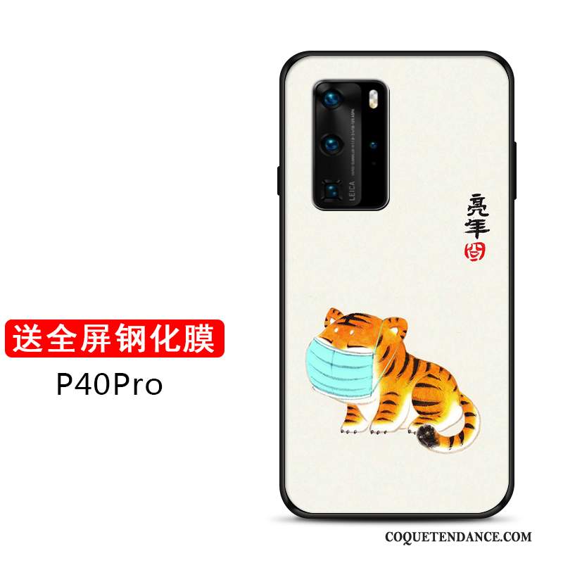 Huawei P40 Pro Coque Charmant Créatif Tigre Vert