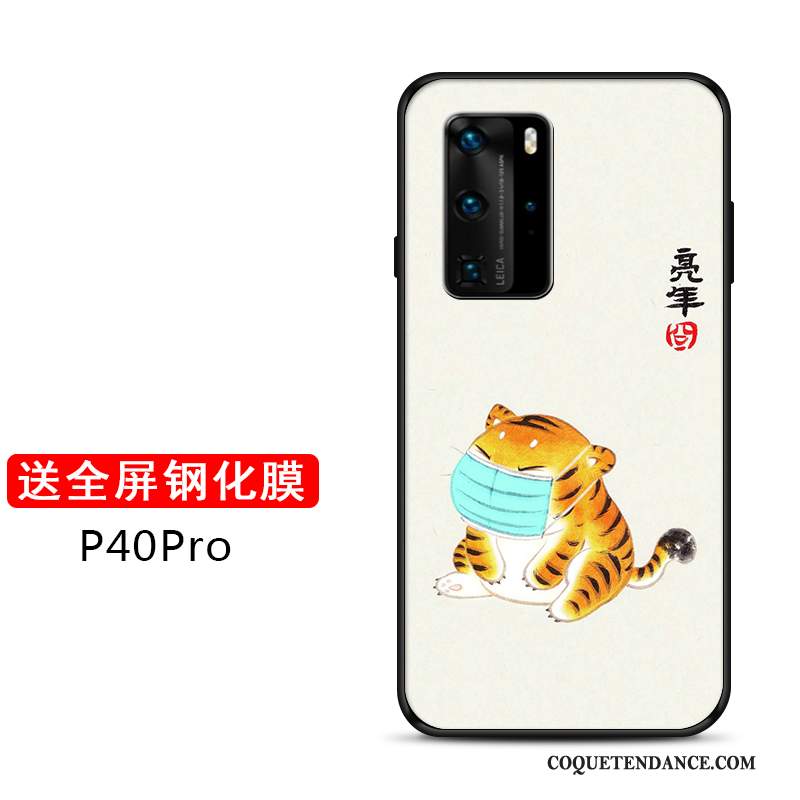Huawei P40 Pro Coque Charmant Créatif Tigre Vert