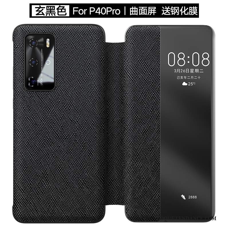 Huawei P40 Pro Coque De Téléphone Tout Compris Étui En Cuir Cuir Véritable Protection