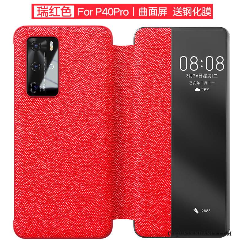 Huawei P40 Pro Coque De Téléphone Tout Compris Étui En Cuir Cuir Véritable Protection