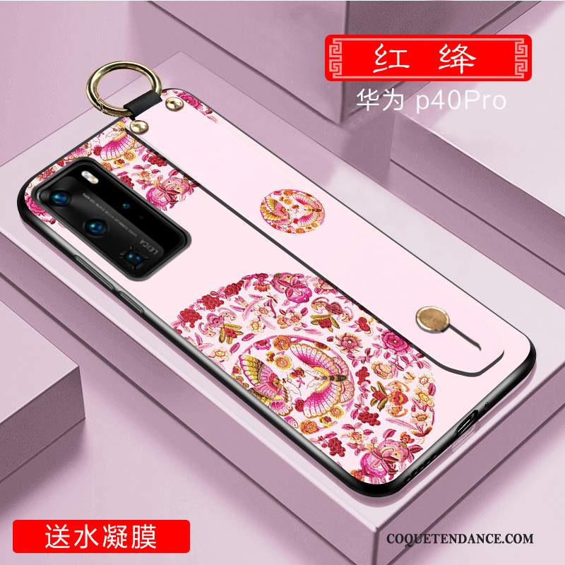Huawei P40 Pro Coque Fluide Doux Style Chinois Très Mince Personnalité Silicone