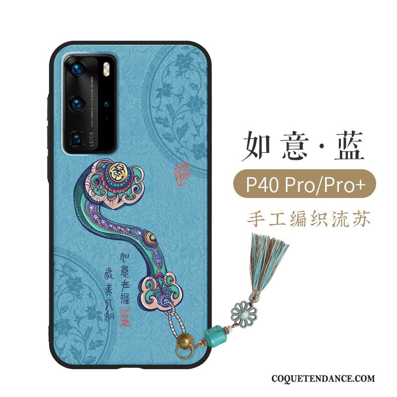 Huawei P40 Pro Coque Gaufrage Style Chinois Créatif Luxe Protection