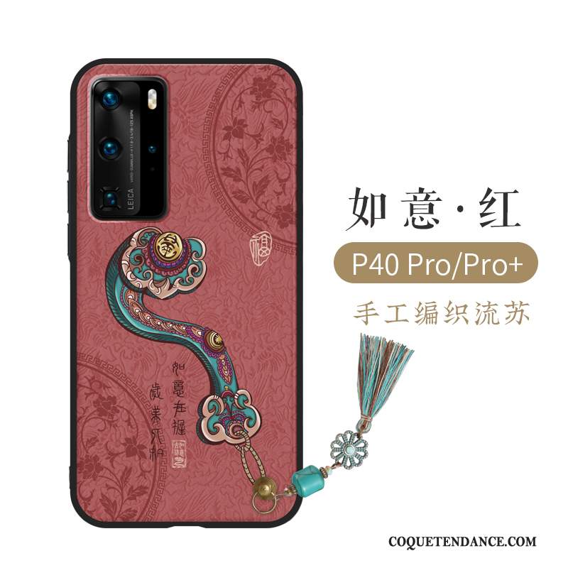 Huawei P40 Pro Coque Gaufrage Style Chinois Créatif Luxe Protection