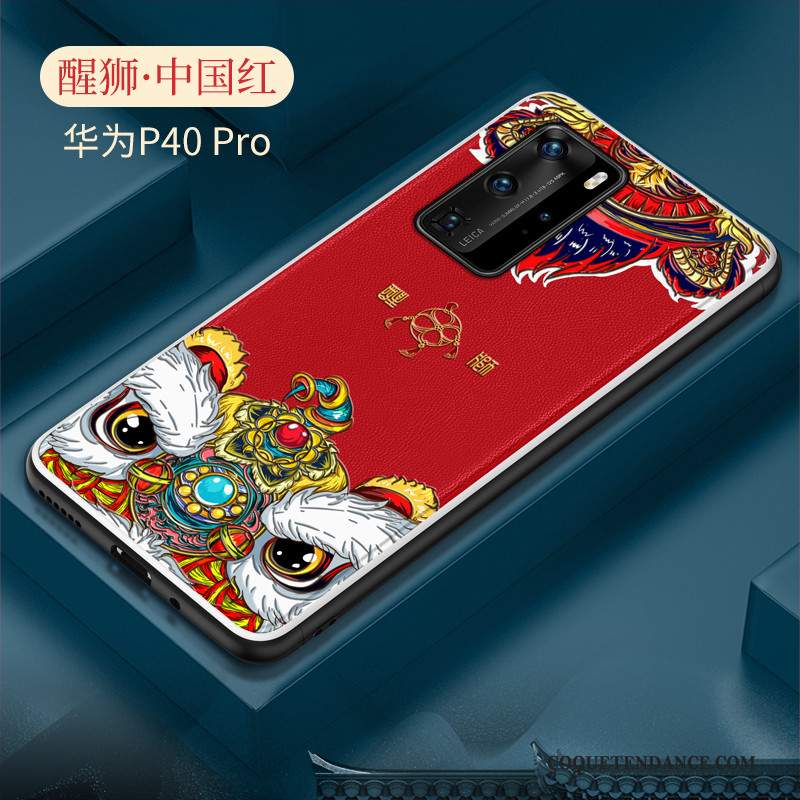 Huawei P40 Pro Coque Style Chinois Protection Tendance Créatif Net Rouge