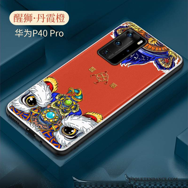 Huawei P40 Pro Coque Style Chinois Protection Tendance Créatif Net Rouge