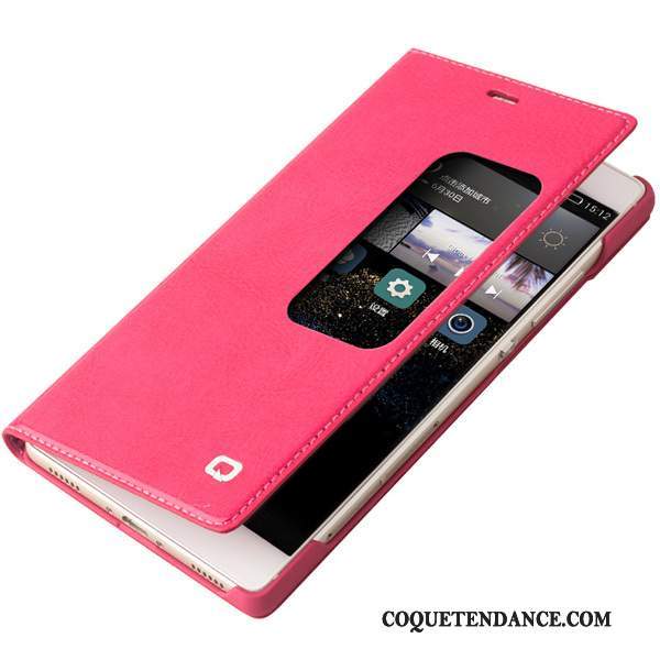 Huawei P8 Coque Cuir Véritable Étui Protection Housse Noir