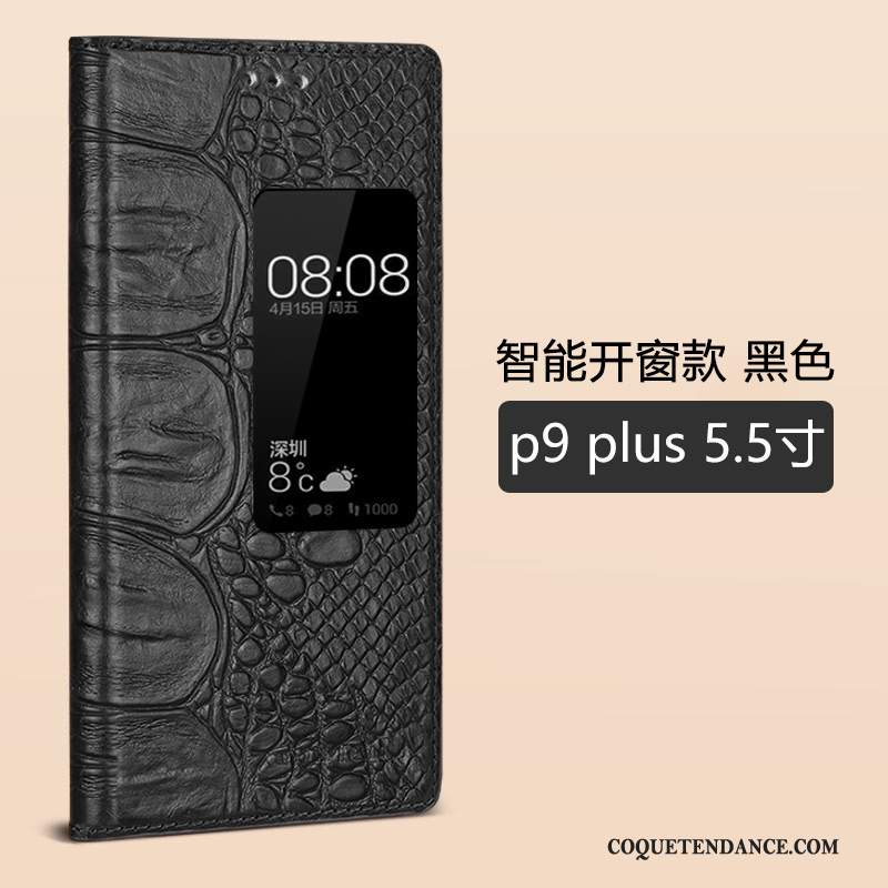 Huawei P9 Coque Housse Noir Protection Étui En Cuir Incassable