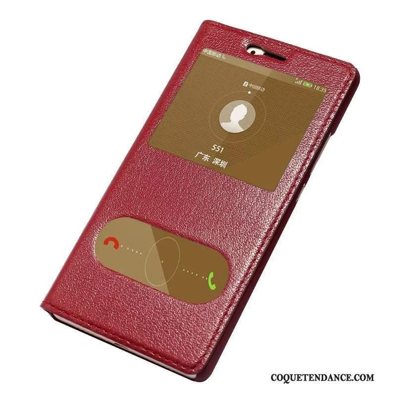 Huawei P9 Lite Coque Clamshell Rouge Étui En Cuir Protection De Téléphone
