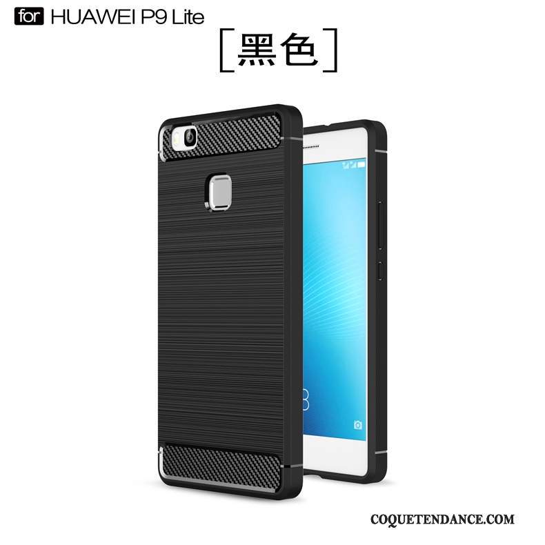 Huawei P9 Lite Coque Modèle Fleurie Fibre Noir Jeunesse Soie