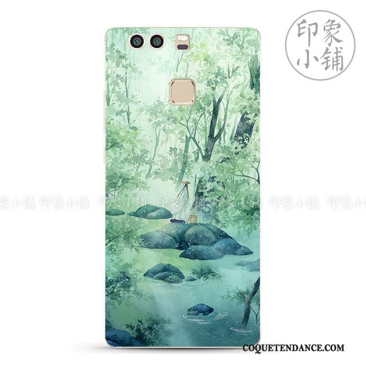 Huawei P9 Plus Coque Bleu Art Simple Frais