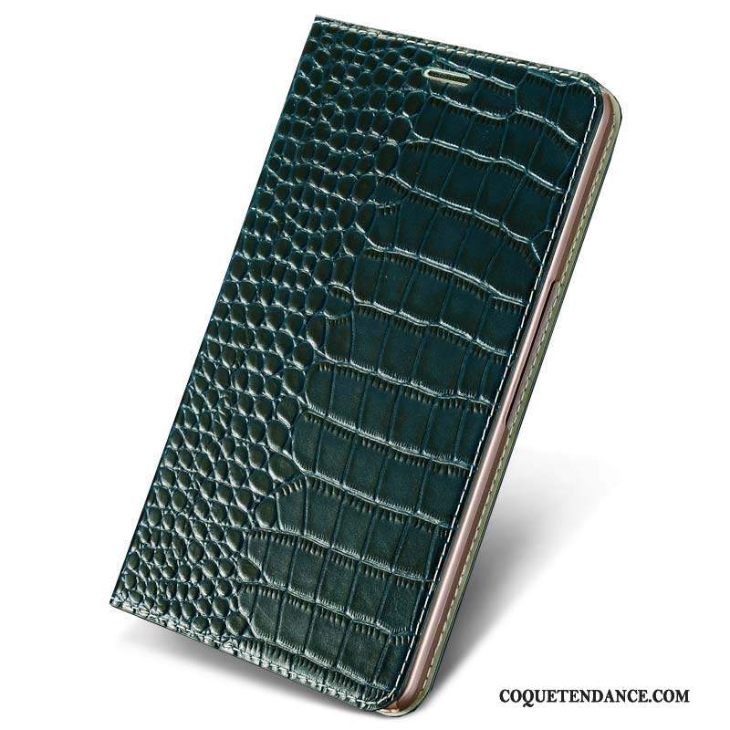 Huawei P9 Plus Coque Cuir Véritable Protection Étui En Cuir Vert Foncé De Téléphone