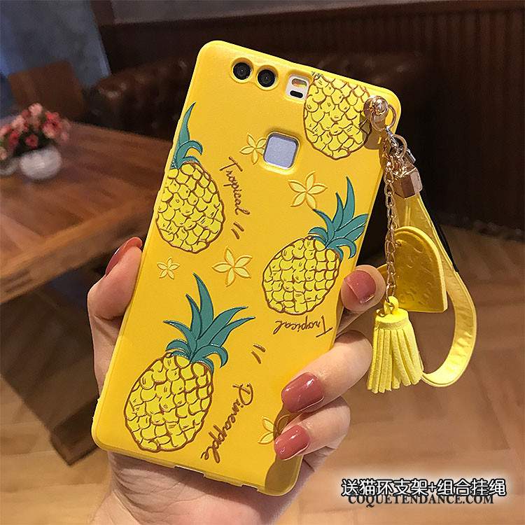 Huawei P9 Plus Coque Jaune Ornements Suspendus Gaufrage Amour