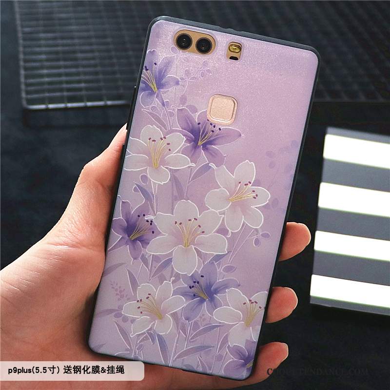 Huawei P9 Plus Coque Violet Étui Gaufrage Personnalité Créatif