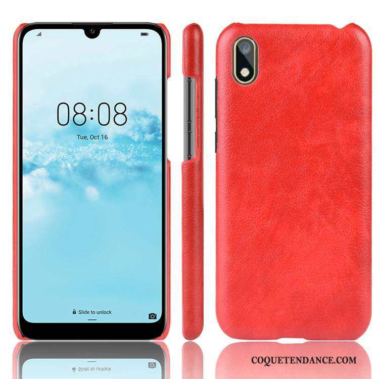 Huawei Y5 2019 Coque Difficile Protection Litchi Gris