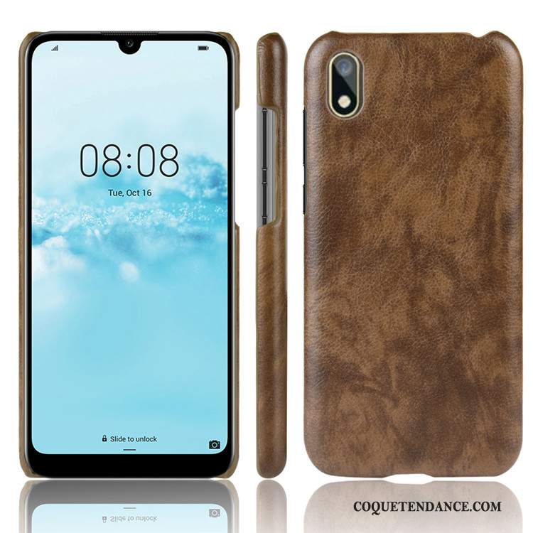 Huawei Y5 2019 Coque Difficile Protection Litchi Gris