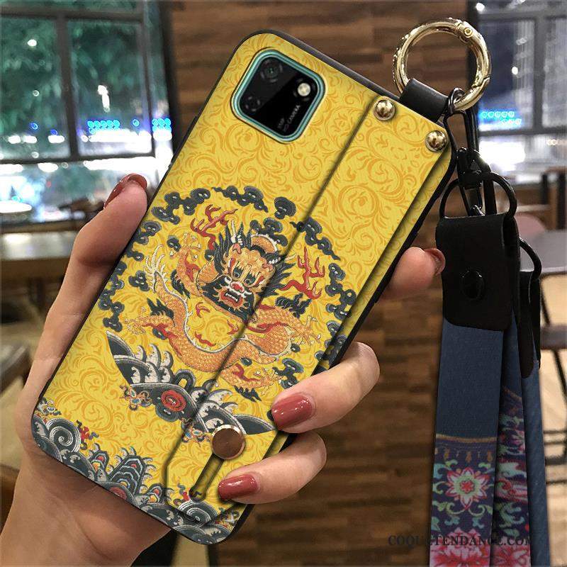 Huawei Y5p Coque Style Chinois Créatif Vintage Étui Jaune