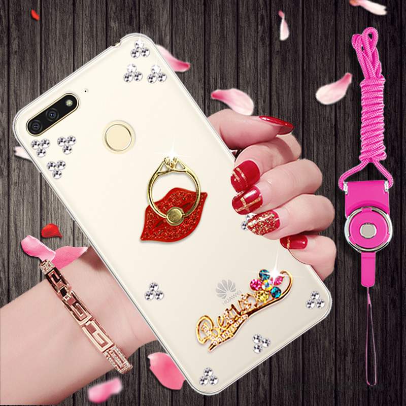 Huawei Y6 2018 Coque Étui Transparent Strass Dessin Animé Protection