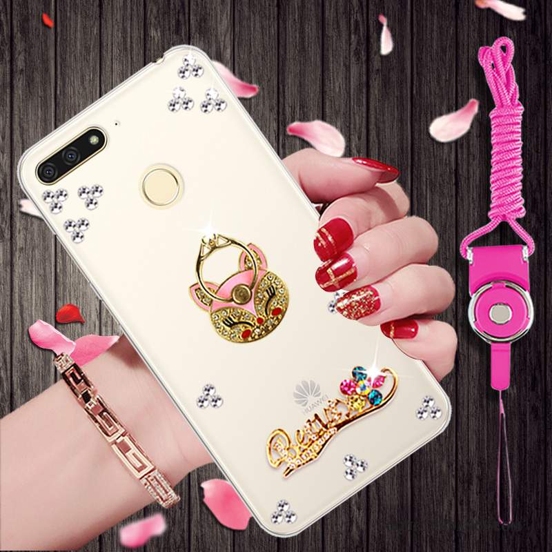 Huawei Y6 2018 Coque Étui Transparent Strass Dessin Animé Protection