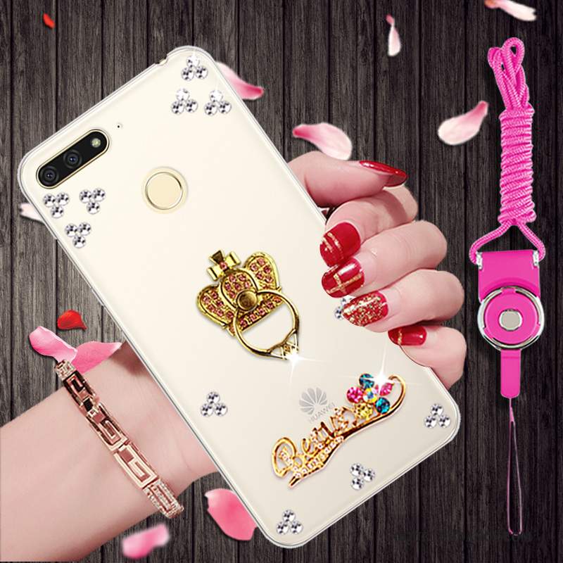 Huawei Y6 2018 Coque Étui Transparent Strass Dessin Animé Protection