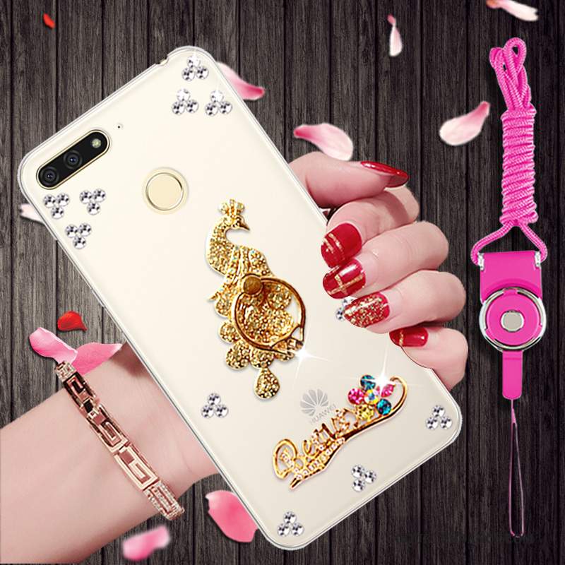 Huawei Y6 2018 Coque Étui Transparent Strass Dessin Animé Protection