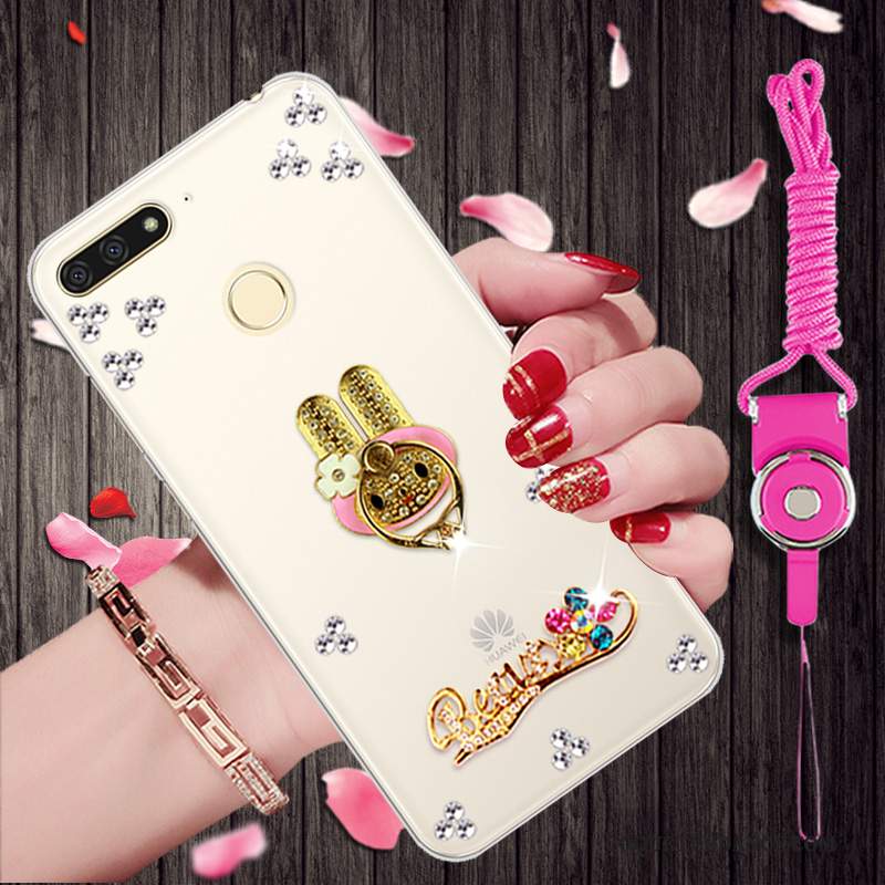 Huawei Y6 2018 Coque Étui Transparent Strass Dessin Animé Protection