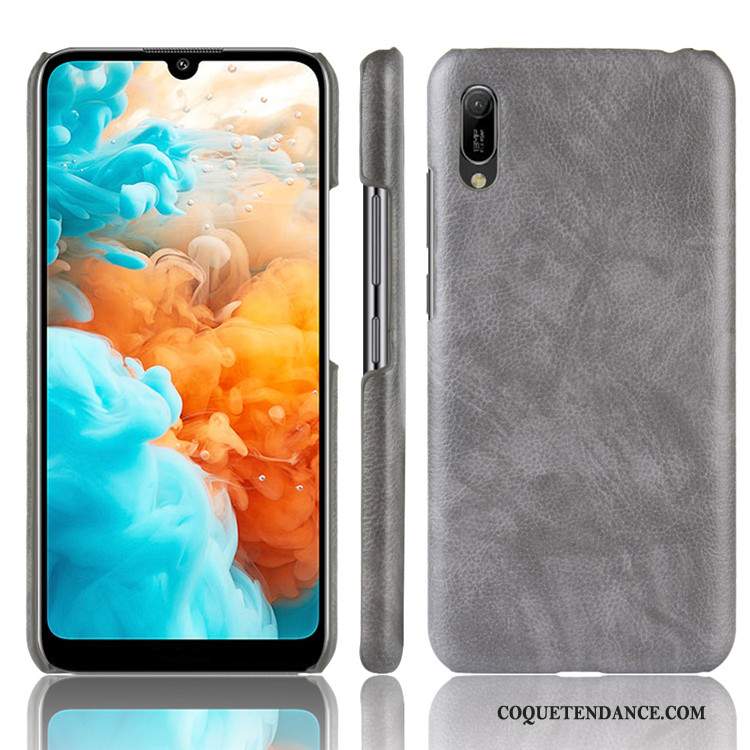 Huawei Y6 2019 Coque De Téléphone Protection Litchi Modèle Fleurie Étui