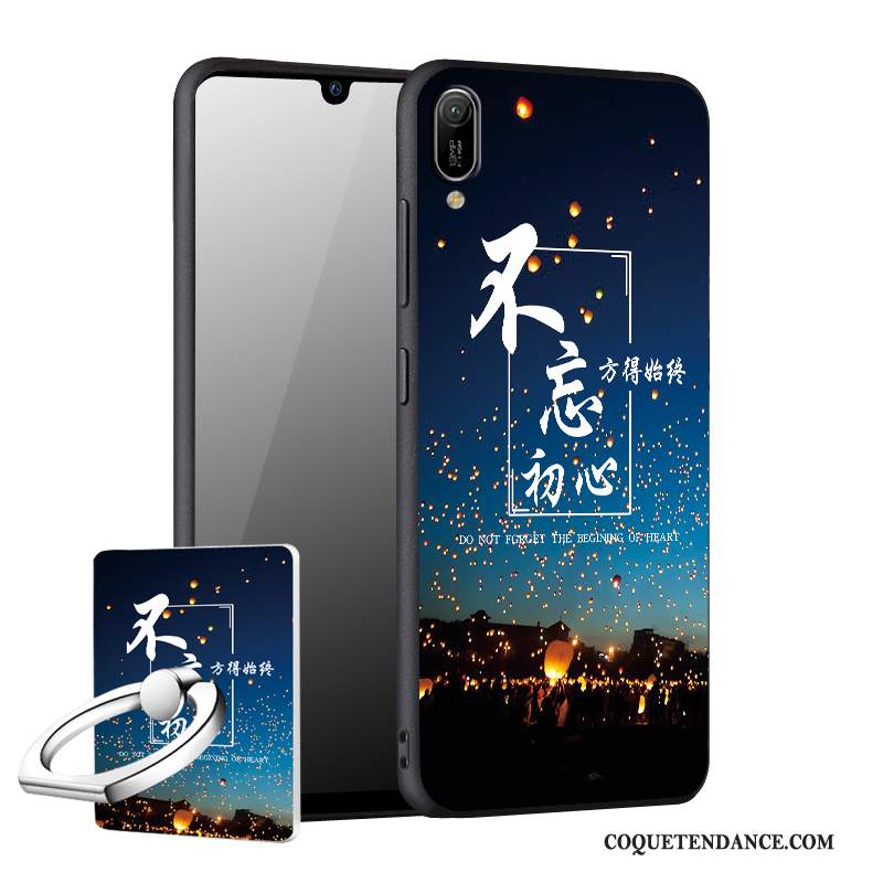 Huawei Y6 2019 Coque Délavé En Daim Silicone Créatif Noir Protection