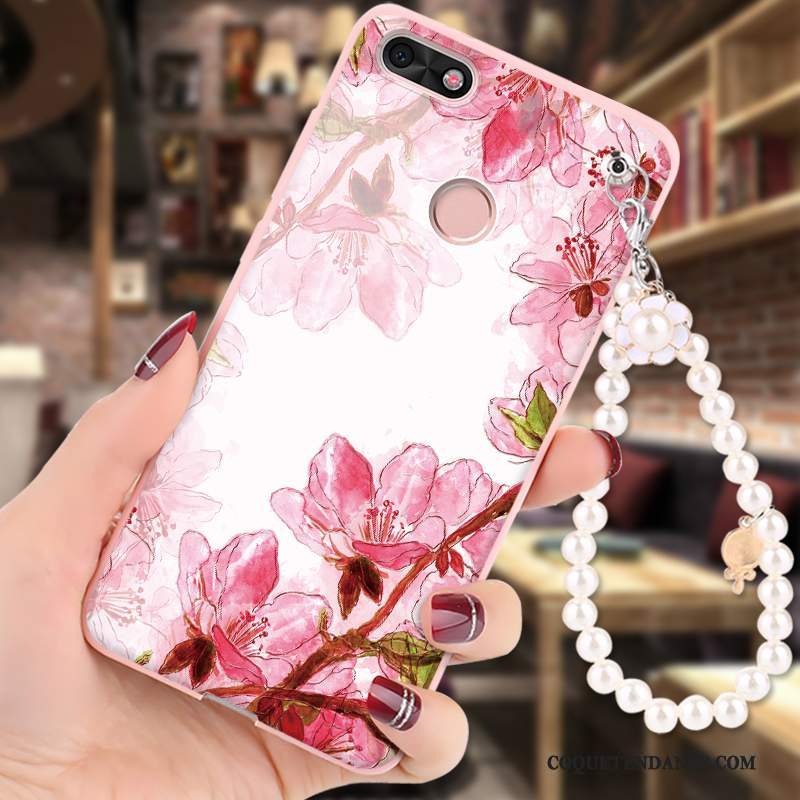 Huawei Y6 Pro 2017 Coque Ornements Suspendus Vert Peinture Fluide Doux Incassable