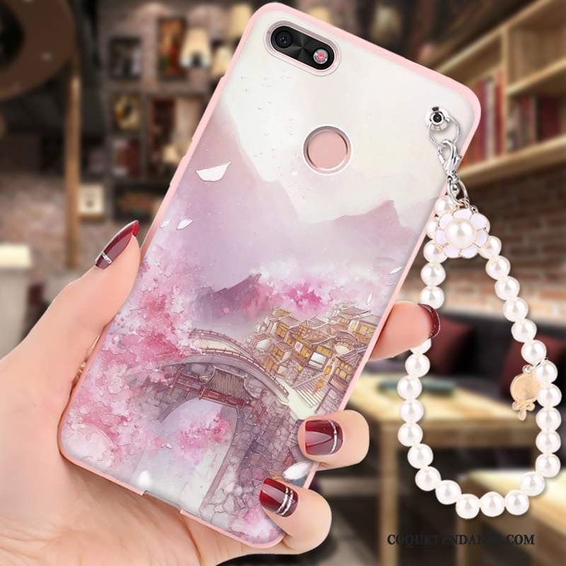 Huawei Y6 Pro 2017 Coque Ornements Suspendus Vert Peinture Fluide Doux Incassable