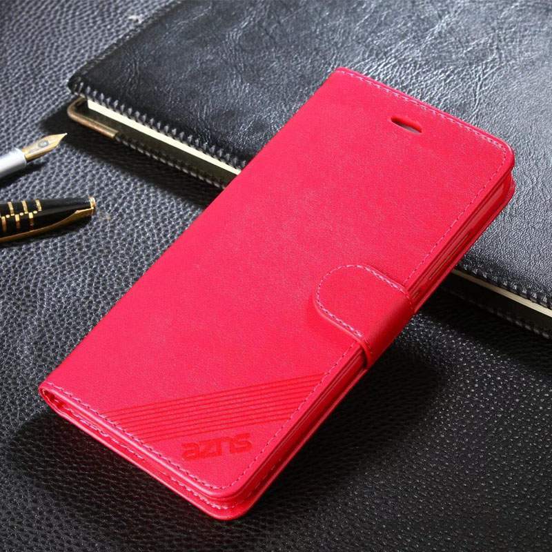 Huawei Y6 Pro 2017 Coque Protection Étui En Cuir Silicone Rouge Housse