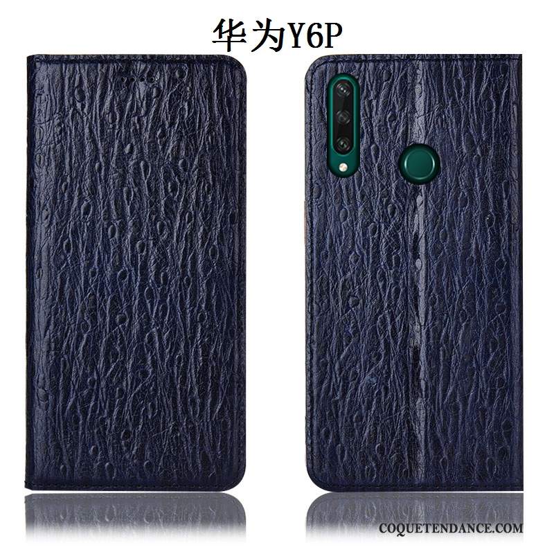 Huawei Y6p Coque Modèle Fleurie Bleu Incassable De Téléphone Protection