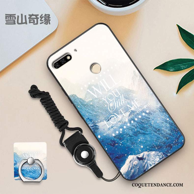 Huawei Y7 2018 Coque Bleu Noir De Téléphone Fluide Doux Personnalité