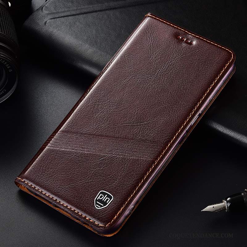 Huawei Y7 2019 Coque Clamshell Cuir Véritable Incassable Tout Compris Protection