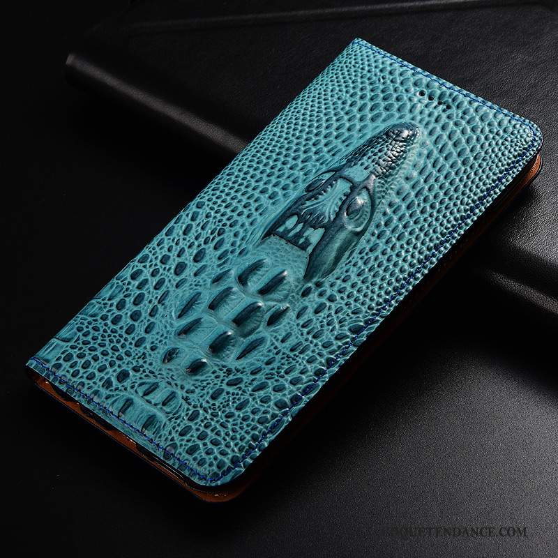 Huawei Y7 2019 Coque De Téléphone Protection Étui En Cuir Crocodile Bleu