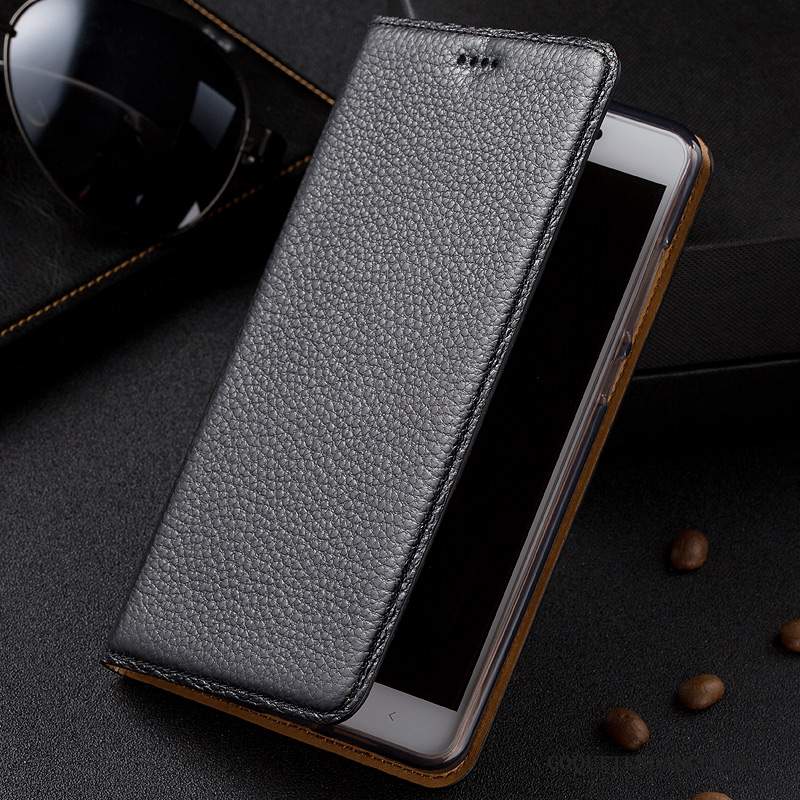 Huawei Y7 2019 Coque Protection Étui En Cuir Modèle Fleurie Litchi